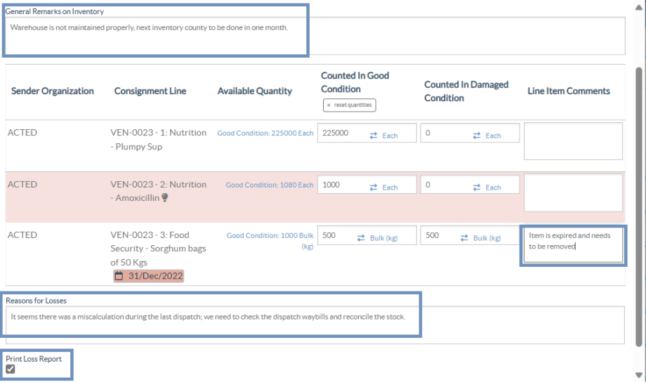 Comments on inventory