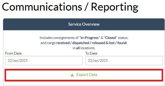 Export option communication and reporting
