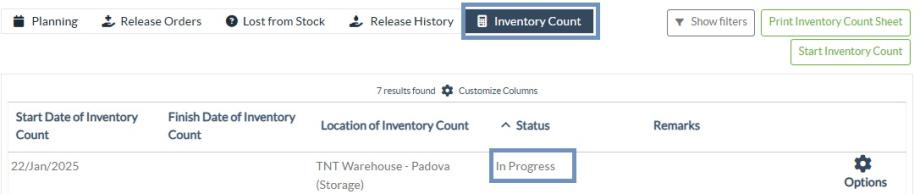 Inventory in progress