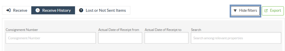 receive history filter