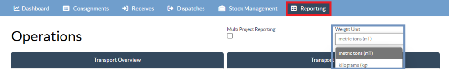 Reporting page weight options