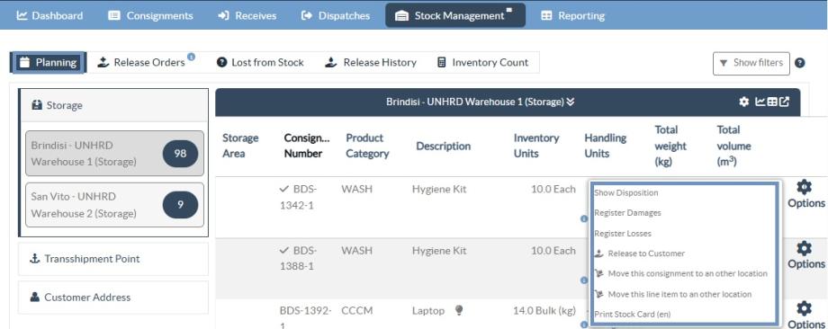Stock management planning