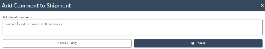 Receive history- comment to shipment