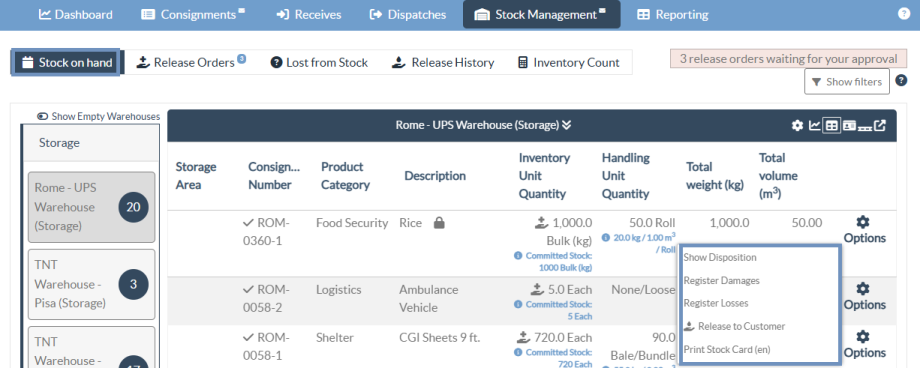 Stock on hand options updated 