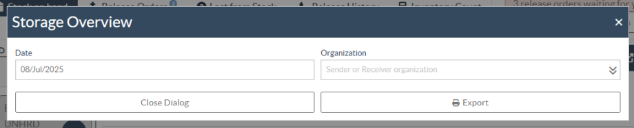 Export Stock On Hand Popup Screen