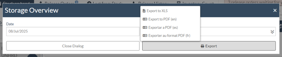 Export Stock On Pop Up