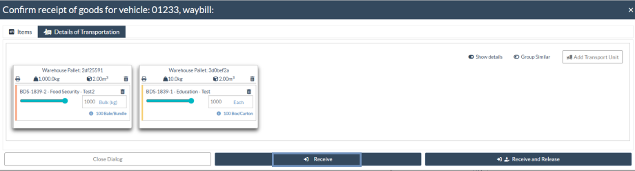 Pallet configuration receive step 3