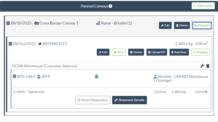 Dispatch convoy total