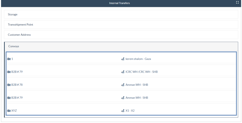 List of convoys in receive screen