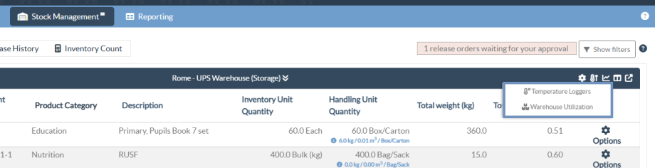 Temperature loggers switch stock management