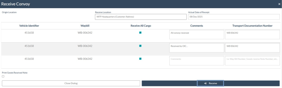 Receive all convoy screen step 2 