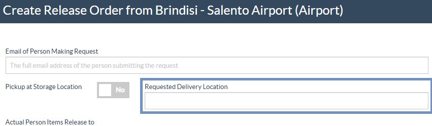 release order when transport is required 