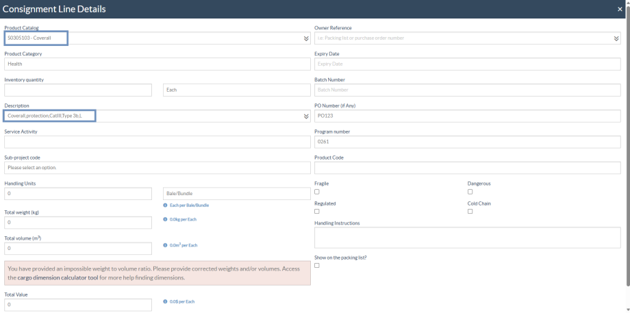 Add product catalog to consignment