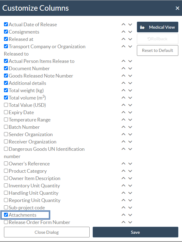 Release history customized column for attachment