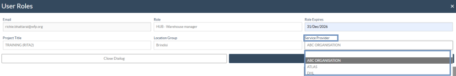 Service provider user role