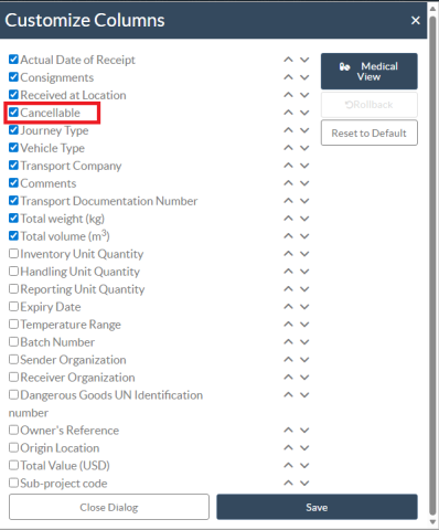 cancellable customize column
