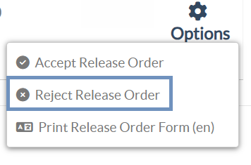 Reject release order updated